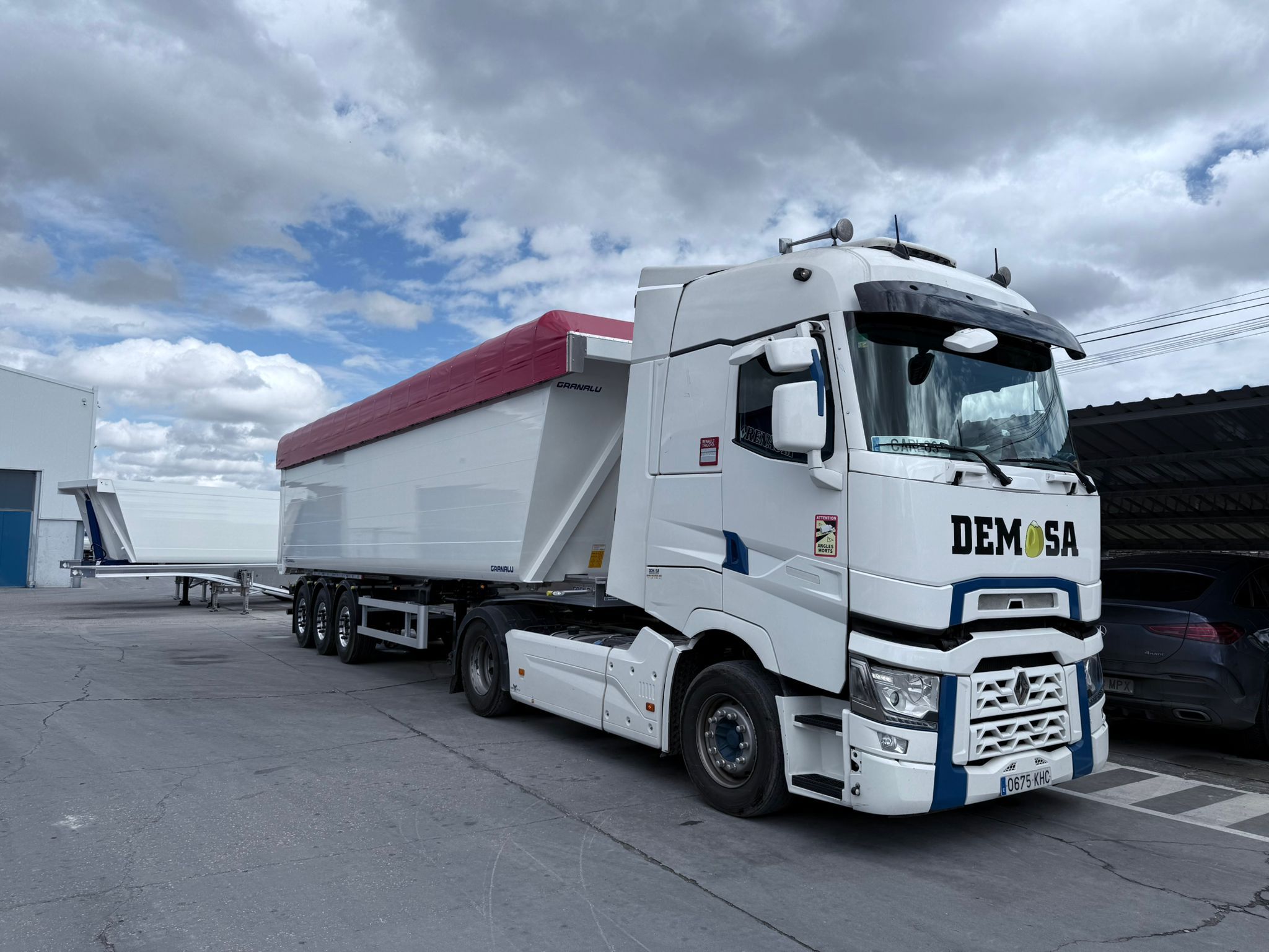 truck transporting cargo by road